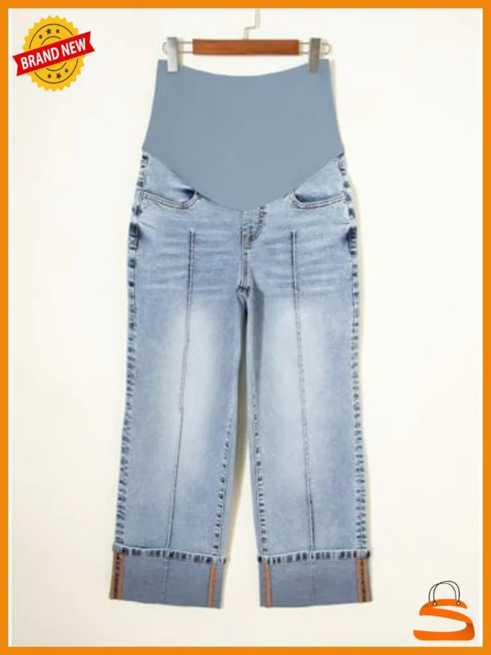 Maternity Straight Leg Jeans Over The Belly with Pockets